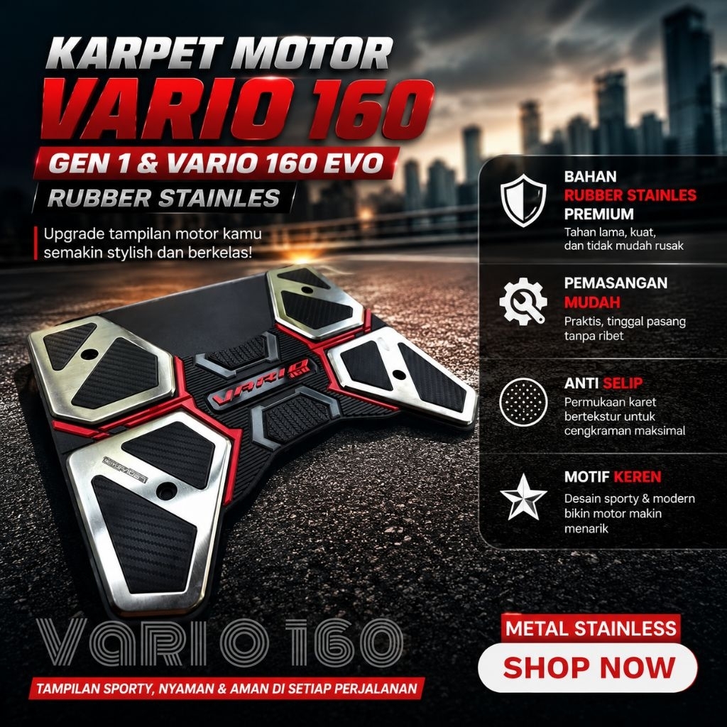 Tapete De Motocicleta Vario 160 160 Apoio Para Os Pés Borracha Inoxidável
