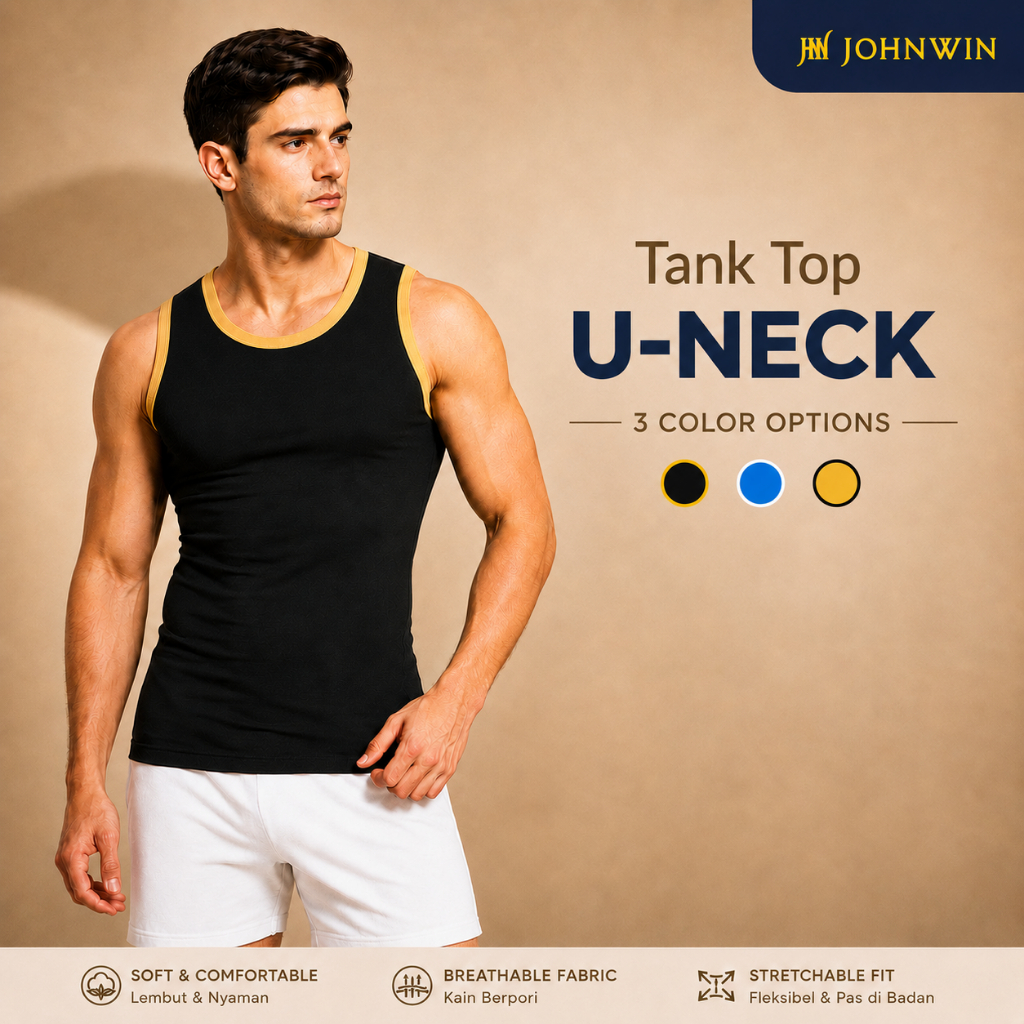 Johnwin-Roupa Interior-Roupas Masculinas-Regata Masculina-Gola U