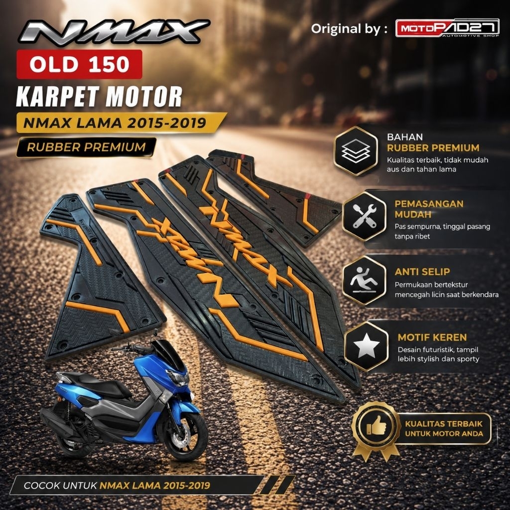 Tapete De Motocicleta Antigo Nmax 2015-2019 Borracha premium