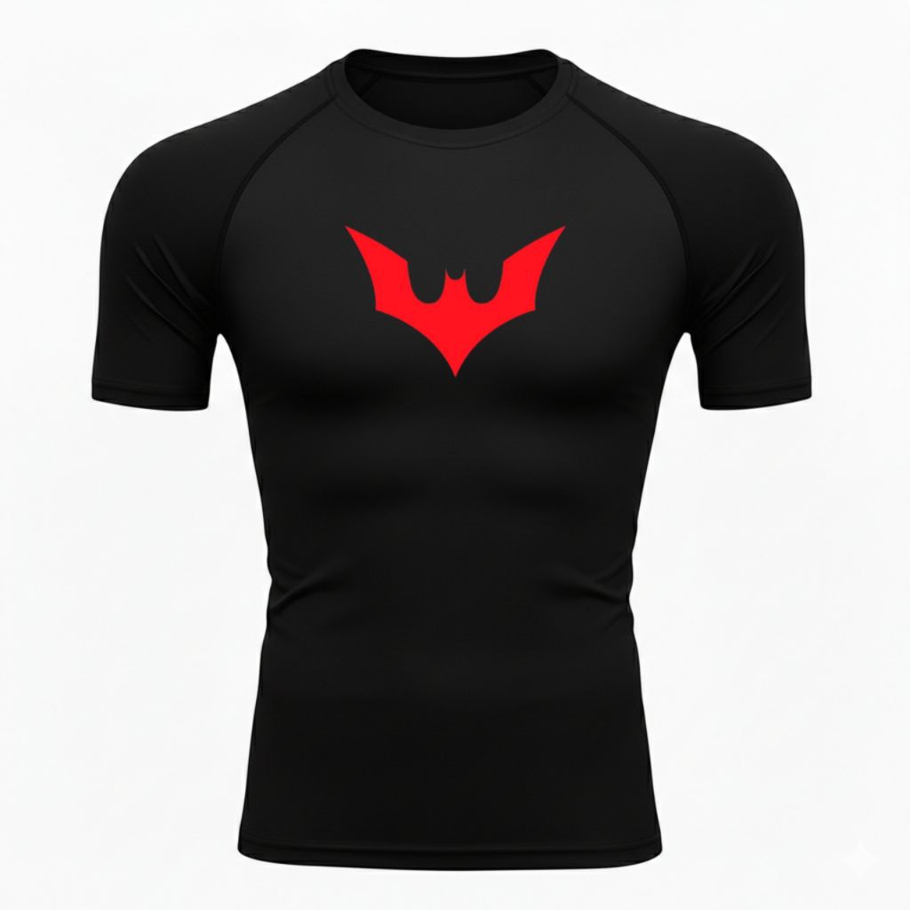 Batman Camisa De Compressão Curto Escravo Roupas Esportivas Manguito Ginásio Fitness Correndo Manga Curta Preto Elástico