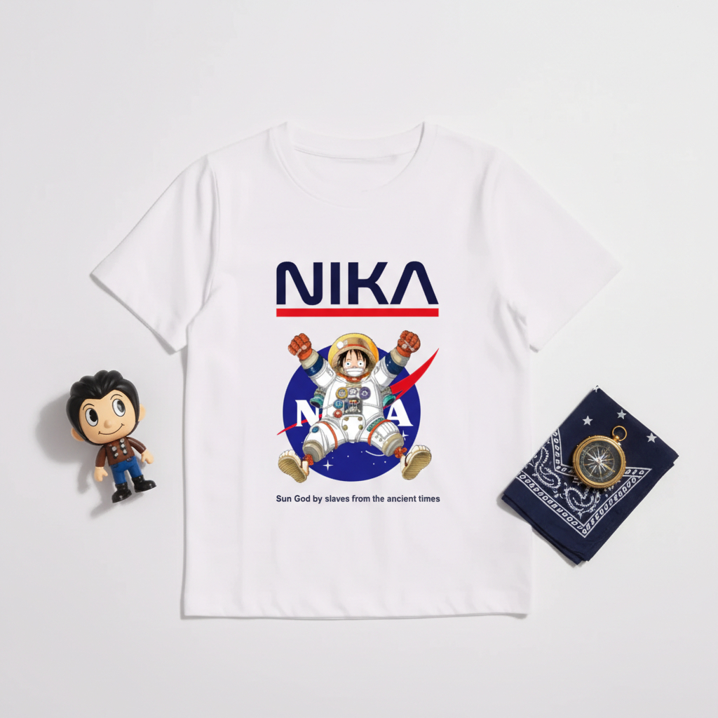 Camiseta Karimak One Piece Luffy Gear 5 Anime Nika NASA Algodão Penteado 24s