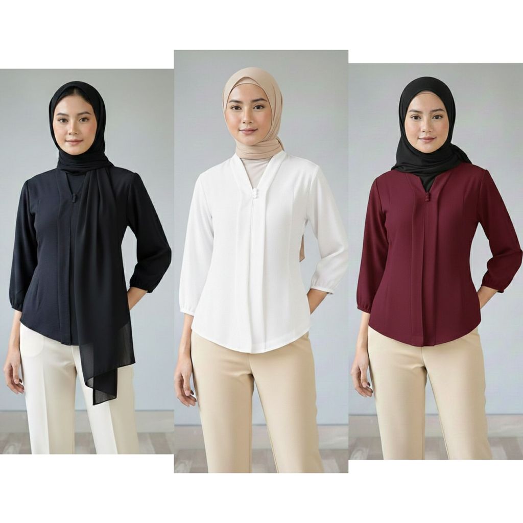 Tops Femininos Hijab Simples Elegante Muitas Cores Viral Tiktok Premium Legal Para O Trabalho Eid Graduação Kartini