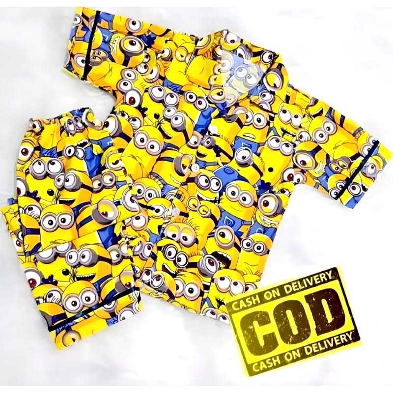 Pijama Infantil Amarelo Com Padrão Minion/Terno De 1 A 16 Anos