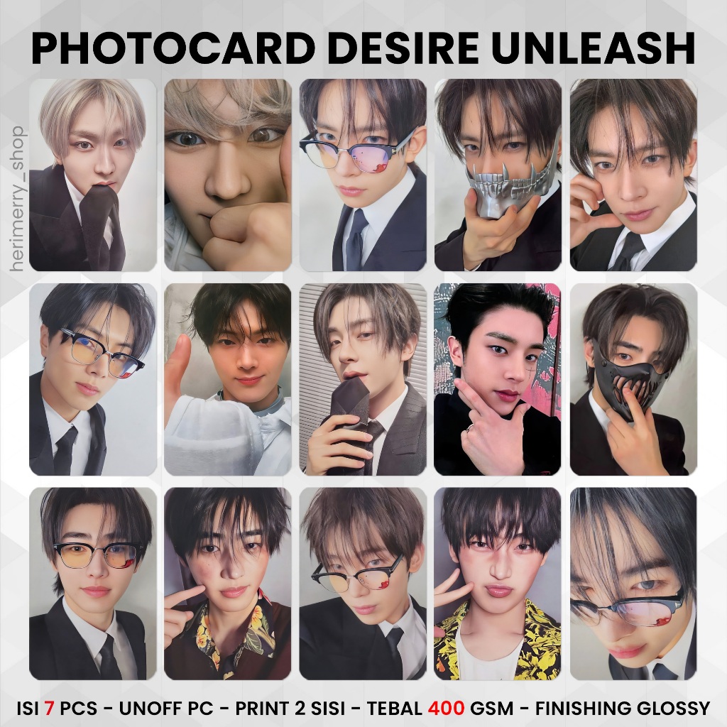 (Contende 7 PCS) ENHYPEN Desire Unleash Photocard-PC 2 Lados KPOP Premium Merch Não Oficial Engene DU