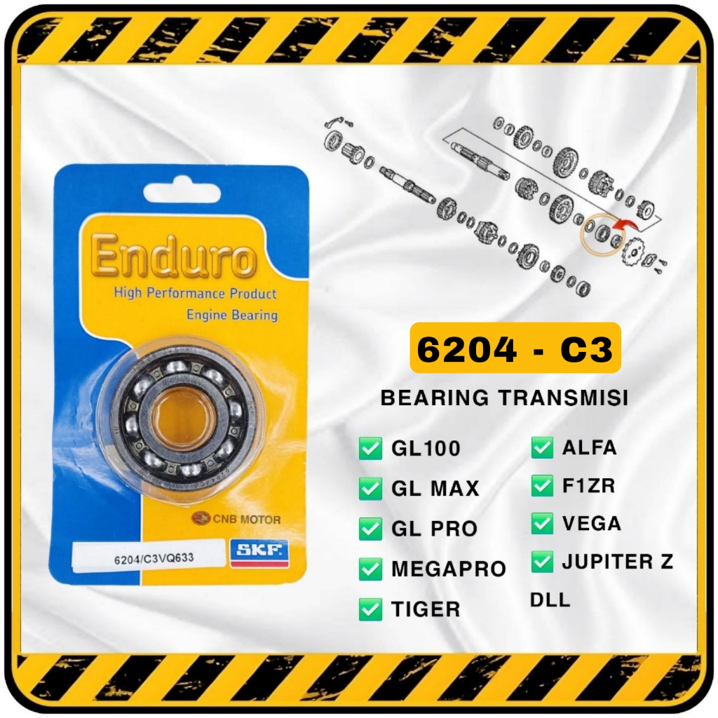 SKF ENDURO > Rolamento Laker Laher 6204-C3 Cerâmica | Transmissão GL PRO MEGAPRO TIGER F1ZR VEGA