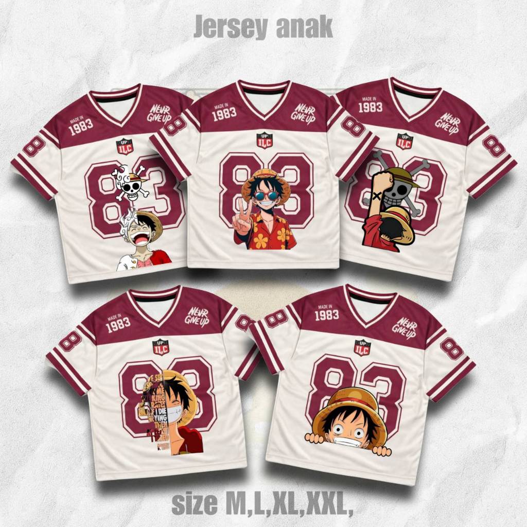 Camisa Premium Unissex Com Estampa Superior Infantil 83 ONE PIECE LUFFY Idade 1-10 Anos material Jersey/Camiseta-Elyca.i