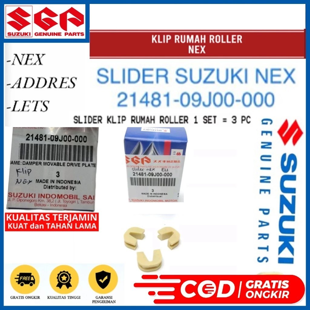 Conjunto De Peças Deslizantes Clipe De Alojamento De Rolo SUZUKI NEX 1 2 Carbono FI Endereço Vamos 110 Contentores 3 PCS
