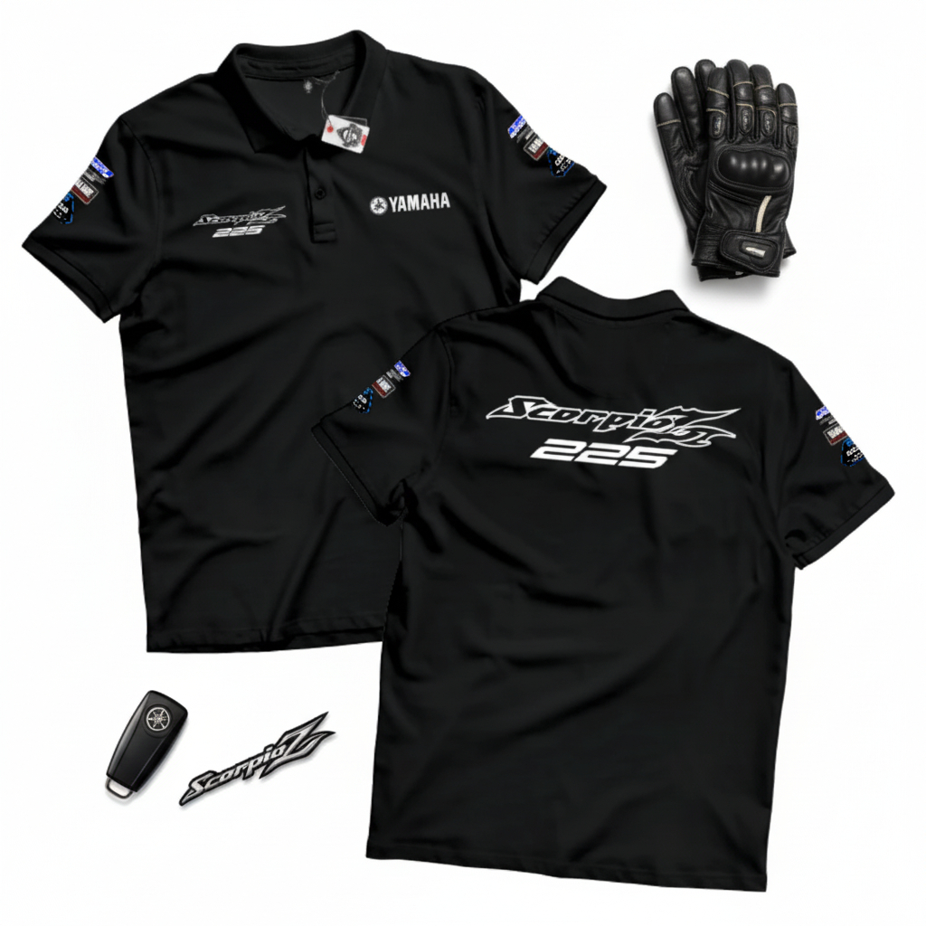 Camisa Polo Karimak Camiseta Unissex Com Gola E Imagem De Motocicleta YAMAHA SCORPIO Z 225cc