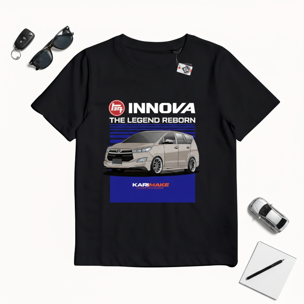 Camiseta Infantil Karimak Innova Reborn Toyota Kijang Automotiva JDM Estilo Japonês Algodão 24s