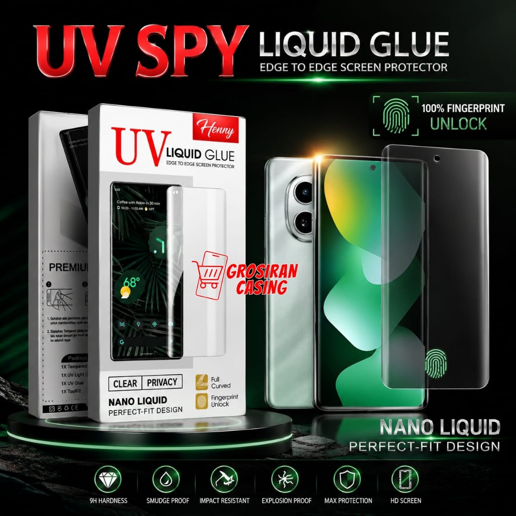 Tecno Pova Curve 5Gnti Spy Compatível Para 5G Tempera Vidro Anti Privacidade UV Líquido Cobertura Completa-UVSPYHEN