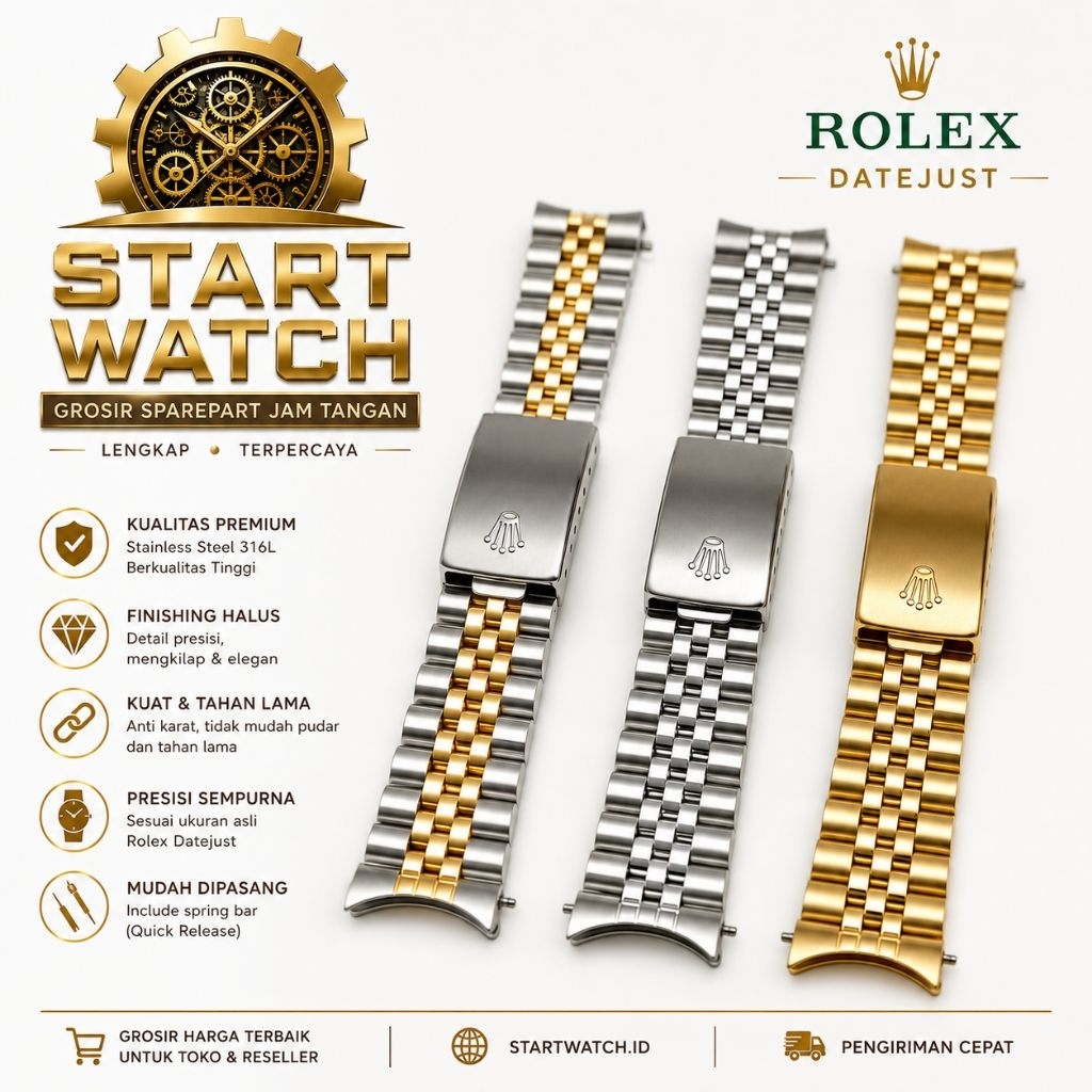 Pulseira Rolex Datejust Watch Estilo Inoxidável 20MM De Relógio