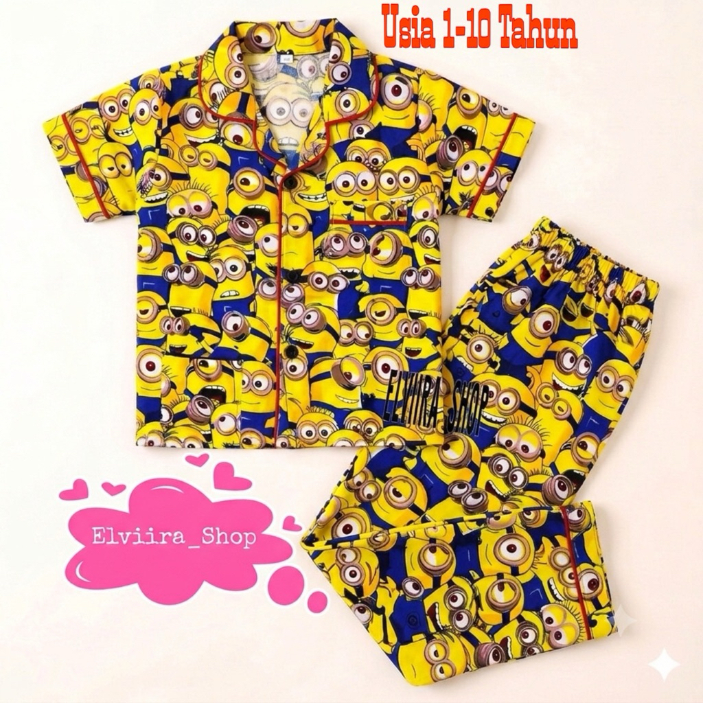 [Frete Grátis] Pijamas Infantis MINION MOTIF 1-11 Anos/E