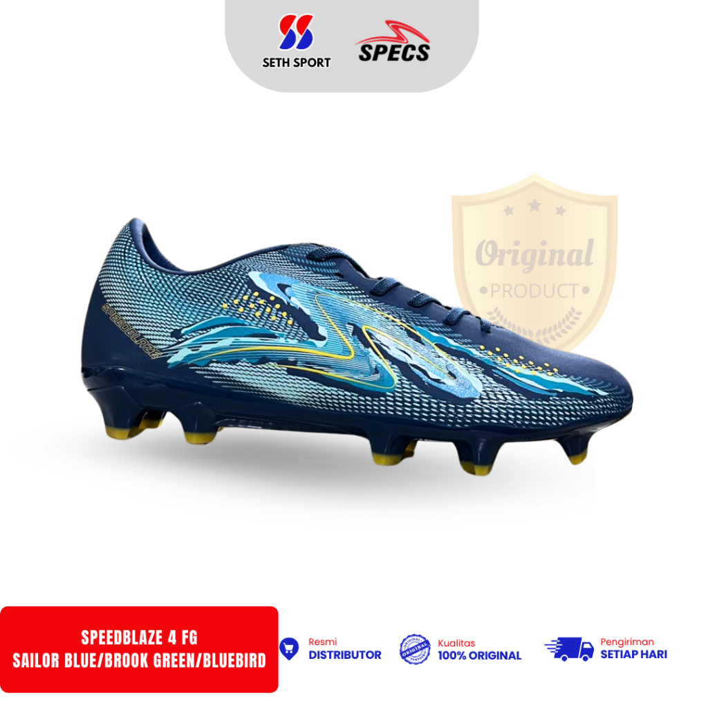 Chuteiras Originais Specs Speedblaze 4 FG-Sailor Blue/Brook Green/Bluebird