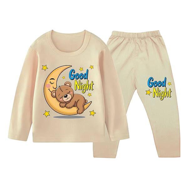 Conjunto De Pijama Infantil Bear Good Night Confortável Durável 1-10 Anos 276
