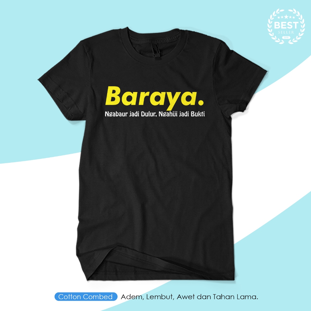 Baraya Sunda Tipografia Camiseta Palavras Sundaneses Distro Algodão Penteado 30s Gráfica KAOS KAGE