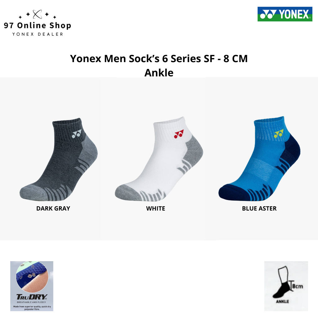YONEX Últimas Meias Esportivas Curtas 8 Cm Tornozelo Badminton/Tênis/Padel Antibacteriano Confortável