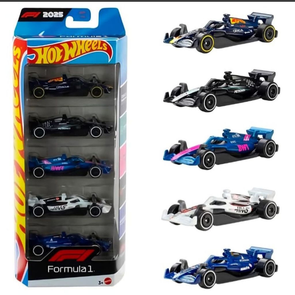 HOT WHEELS GIFTPACK 5 Cinco Fórmula 1 Um 2025 ORACLE REDBULL RACING MERCEDES BENZ AMG PETRONAS ALPINE BWT MONEYGRAM HAAS