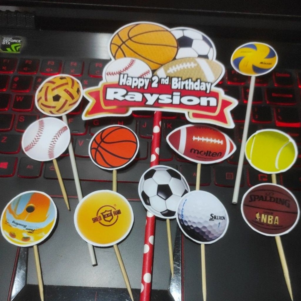 Bolo topper Decoração Do Basquete Vôlei padel Golfe Futebol Perna ping pong kasti takraw 040626bola Bola