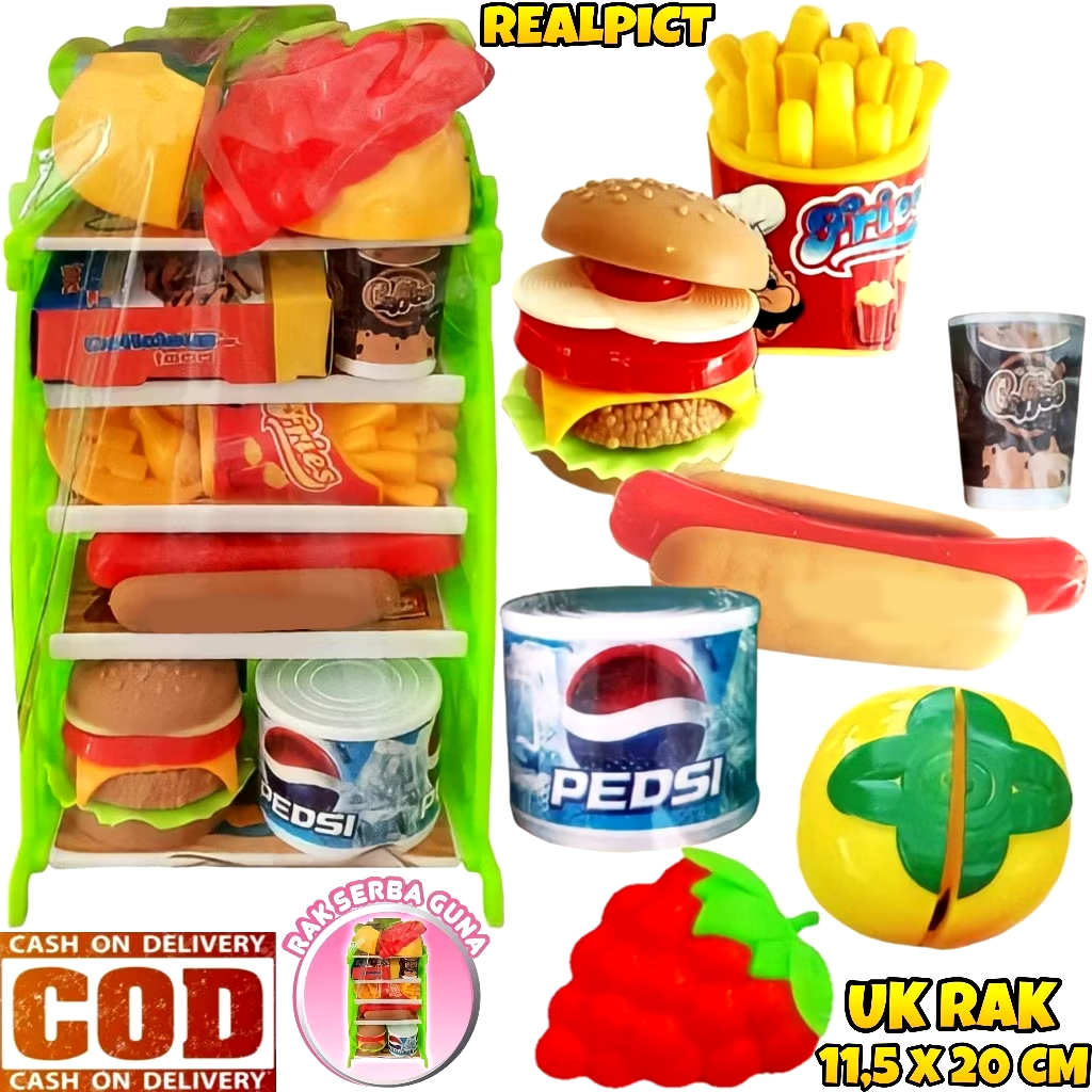 RACK Clássico Brinquedos Para Crianças/Comida Rápida Alimentos E Bebidas + Fruta Magnética/Educativos Meninos Meninas