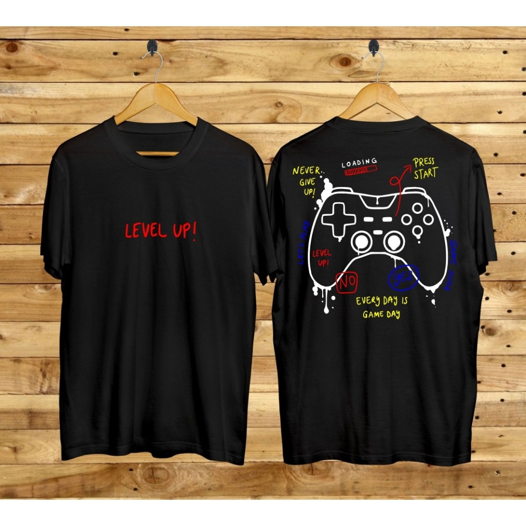 Camiseta Unissex KATUN Com Motivo Preto LEVEL UP , Distro Masculino Mais Recente , Algodão Penteado Macio , Confortável 