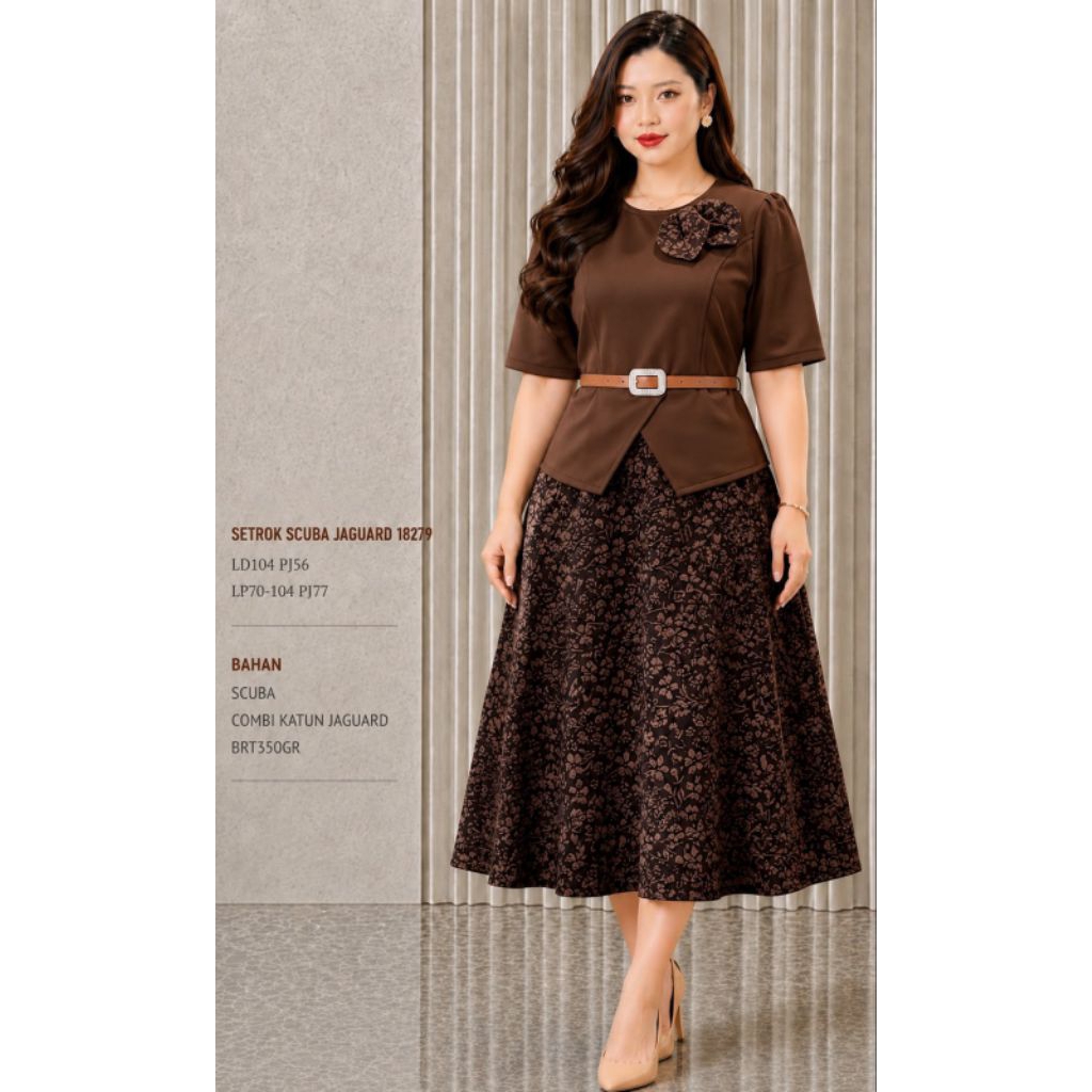 KATUN KD18279 [Tamanho . LD104-115] Conjunto De Saia De Algodão JAGUARD Elegante Cinto REALNPICT Gratuito