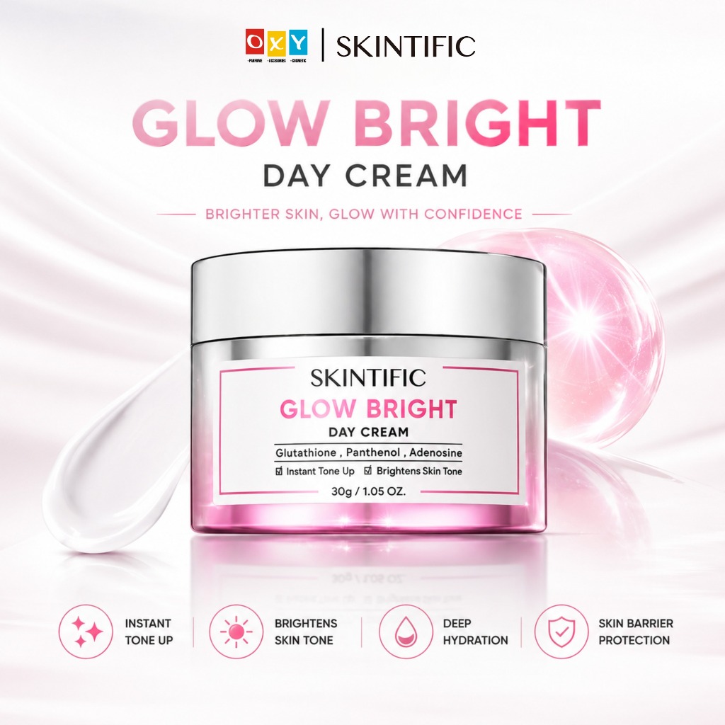 SKINTIFIC Glow Bright Day Cream 30g-Creme De Dia Tonificante Ilumina O Rosto Glutationa Pantenol Barreira De Pele