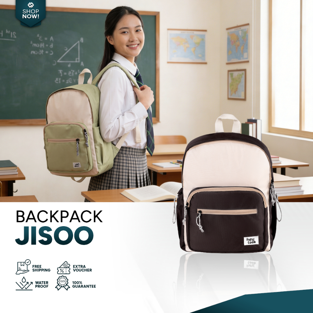 HEYLOOK-(Pacote De Poupança Sênior) Mochilas Femininas JISOO , Para Meninas , Bolsas Escolares Universitárias Laptop , 1