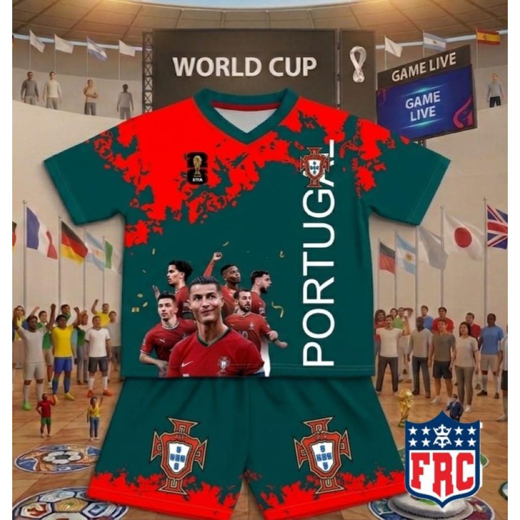 Crianças Conjunto De Camisa De Futebol Calças Copa Do Mundo Dryfit Material 5 6 7 8 9 10 Anos Portugal França Alemanha N