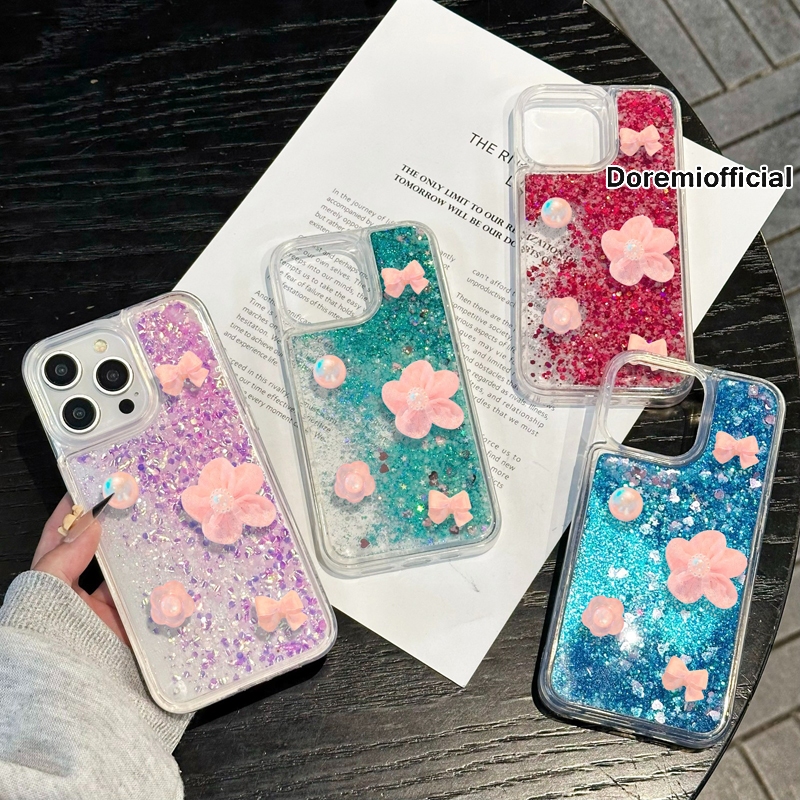 GC268 Rosa 3D Água GLITTER QUICKSAND GLOW IN THE DARK CASE Compatível Para TECNO SPARK GO 1 2 ISHOCKPROOF ANTI-Riscos E