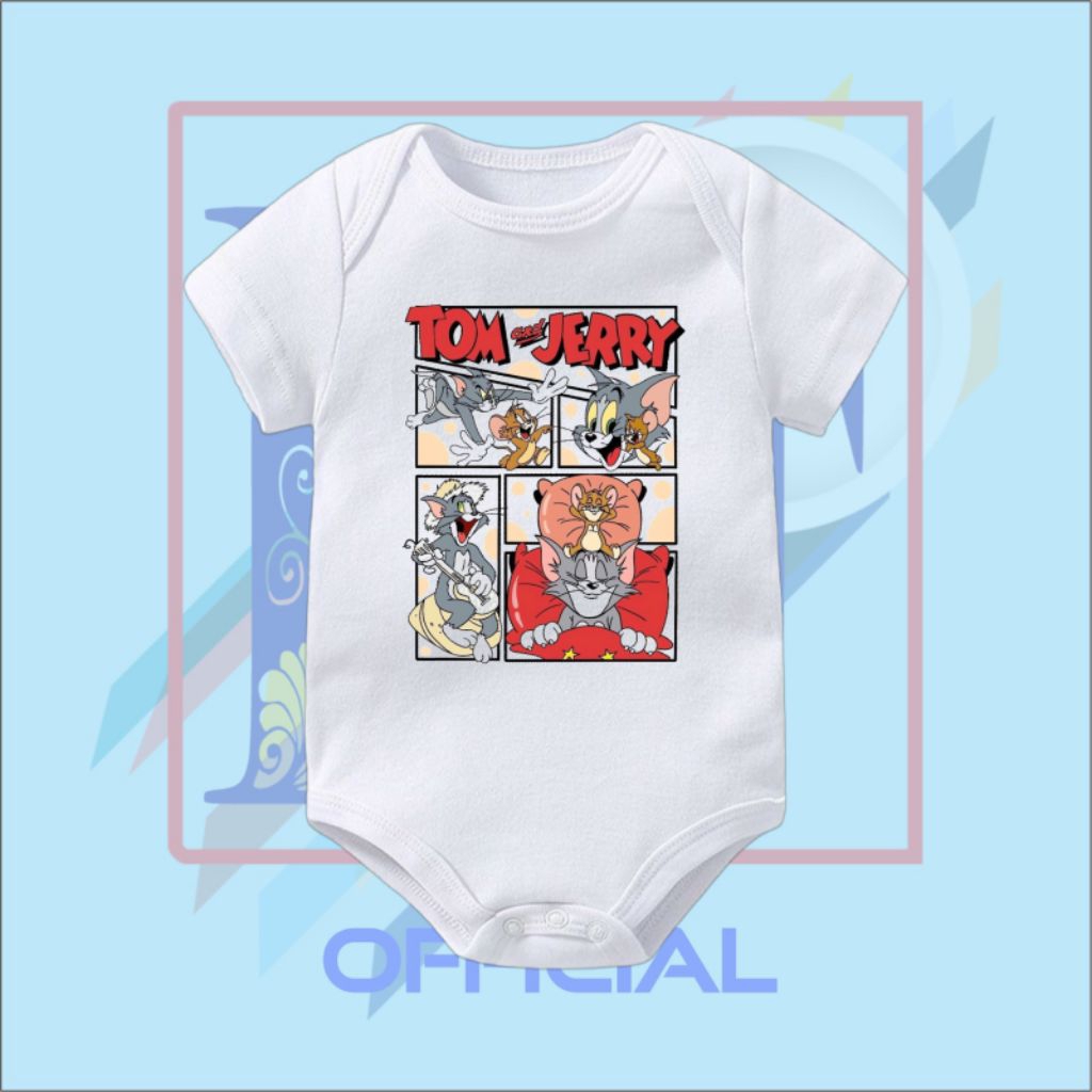 Roupas De Bebê JUMPER TOM E JERRY Desenho Animado Gato RAT Caixa Bonita Meninos Meninas BODYSUIT Macacão Manga Curta KID