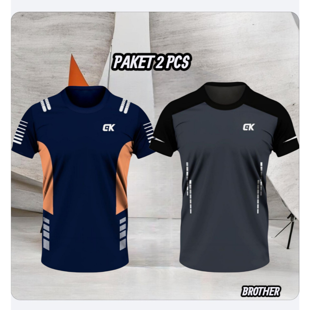 Pacote De 2 PCS Camisetas Esportivas Masculinas Adultas Importadas SLIM FIT GYM T-SHIRTS FITNESS FUTSAL RUNNING JOGGING