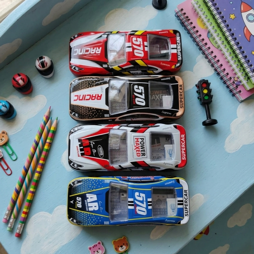 Estojo De Lata + 2 Camadas B570 Carro/Lápis Caixa Papelaria