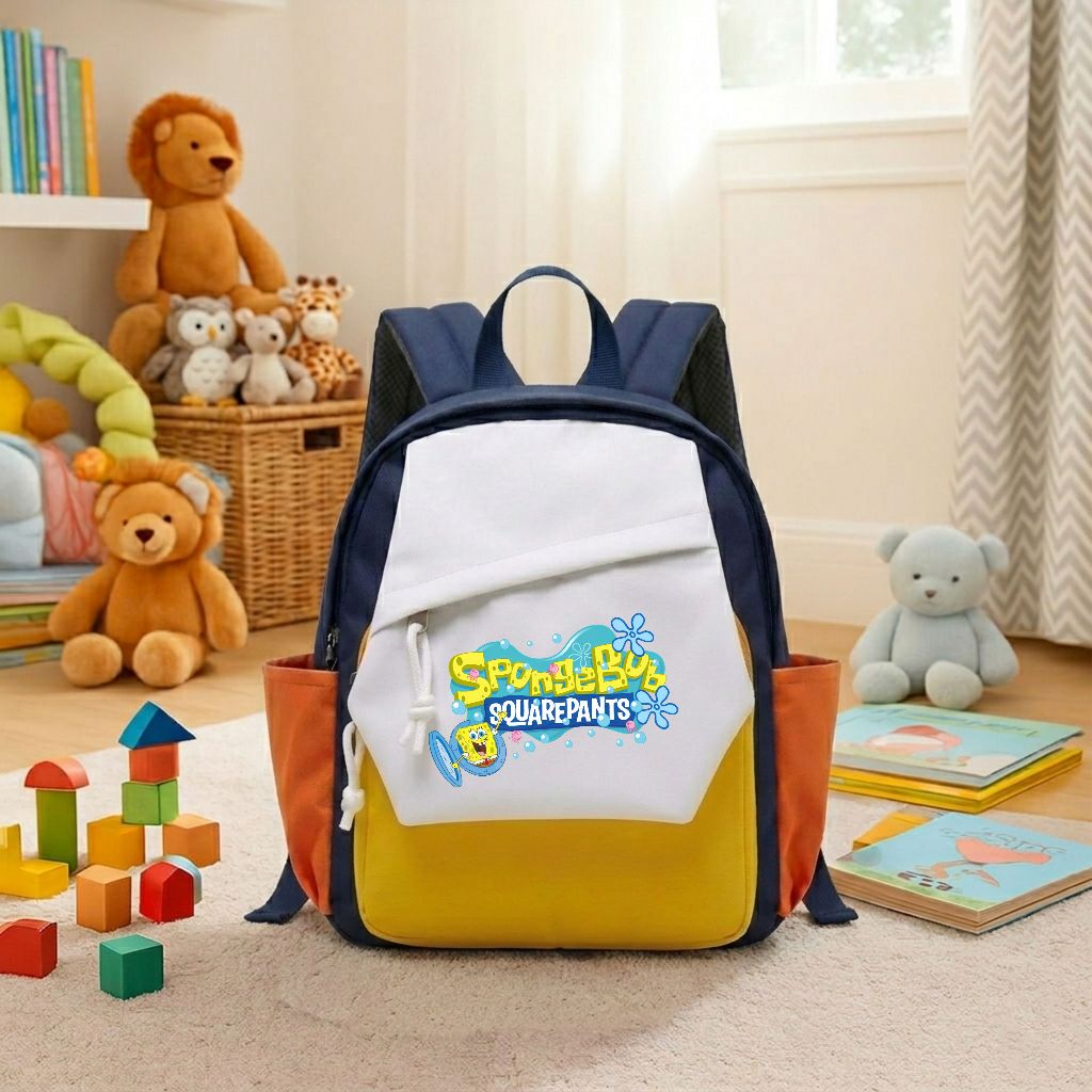CATENZO-CUT 042 Mochila Escolar PAUD Para Jardim De Infância Bob Esponja Bubbles Design Serve Livros E Materiais De Dese