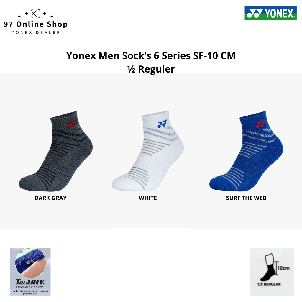 YONEX Últimas Meias Esportivas Curtas 10 Cm 1/2 Regular Badminton/Tênis/Padel Confortável Antibacteriano