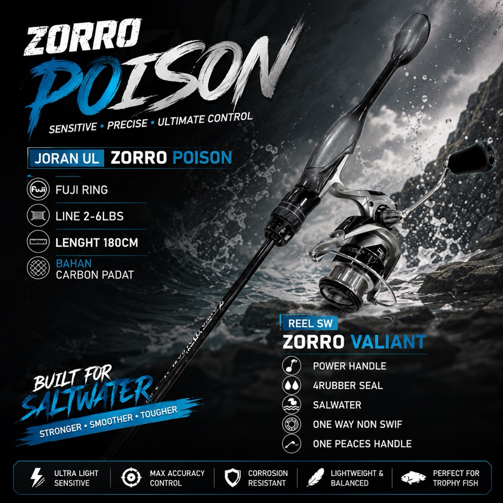Conjunto Giratório Zorro Veneno E Carretel Valent 1000