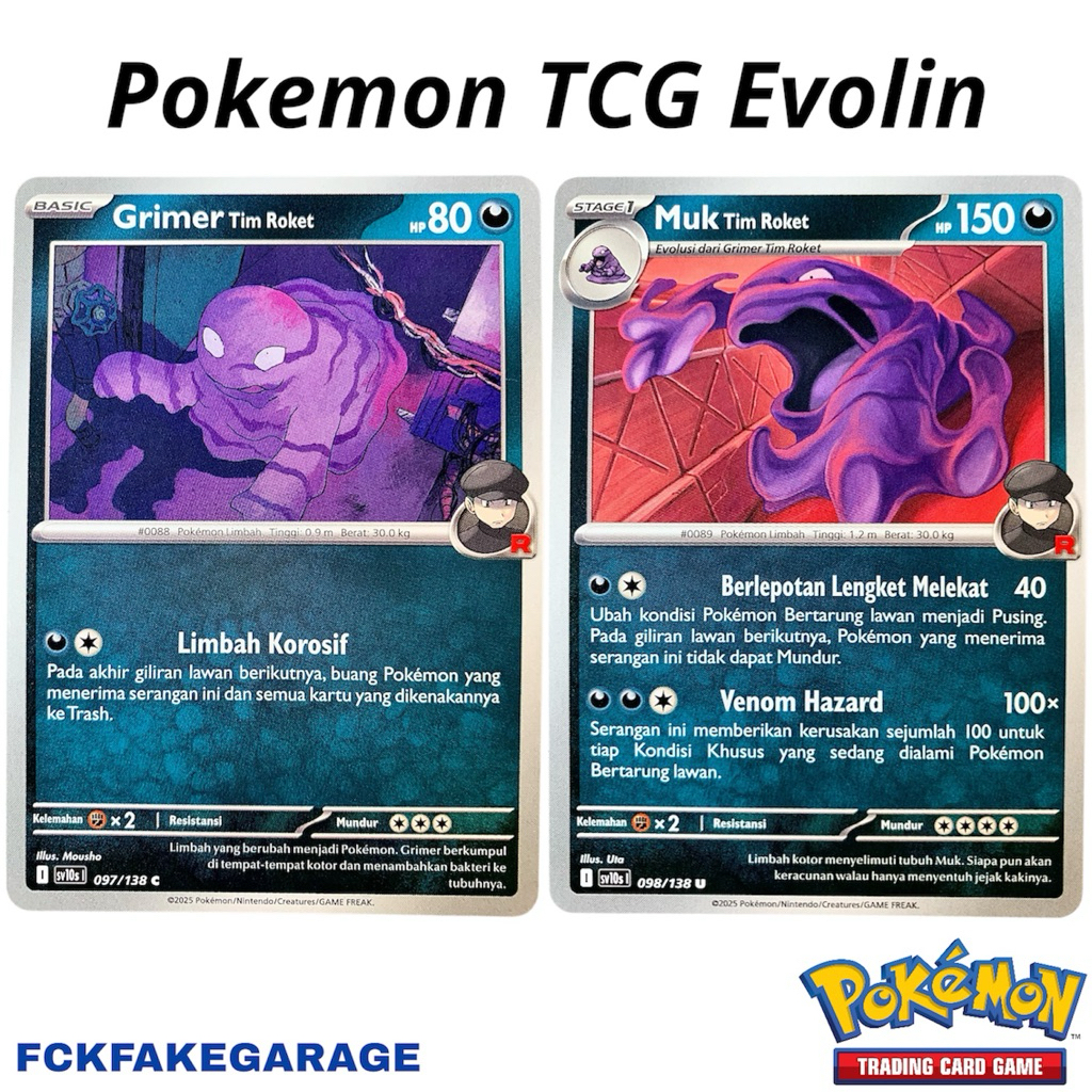 Grimer TimRoket Evolução Muk (sv10s 097 E 098/138) ~ Atendimento Do Campeão-Pokémon TCG Indo