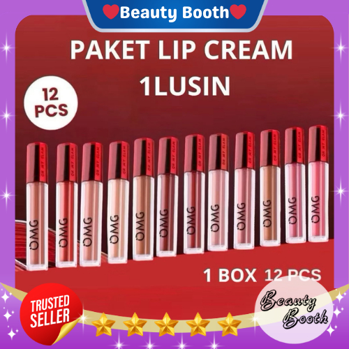 (Venda Por Atacado) OMG Matte Lip Cream 1 Caixa Conté 12 PCS | Beijo Fosco Labial Batom Oh My Glam-Beauty Booth Beautybo