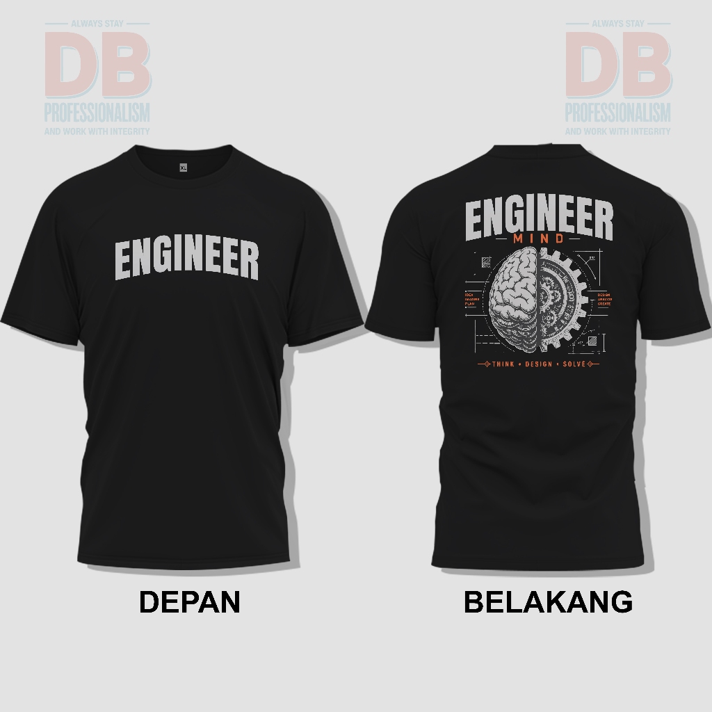 Camiseta De Engenharia De Manga Curta Engineer Mind Distro | Mente Do Engenheiro-Pense . Projeto Resolver