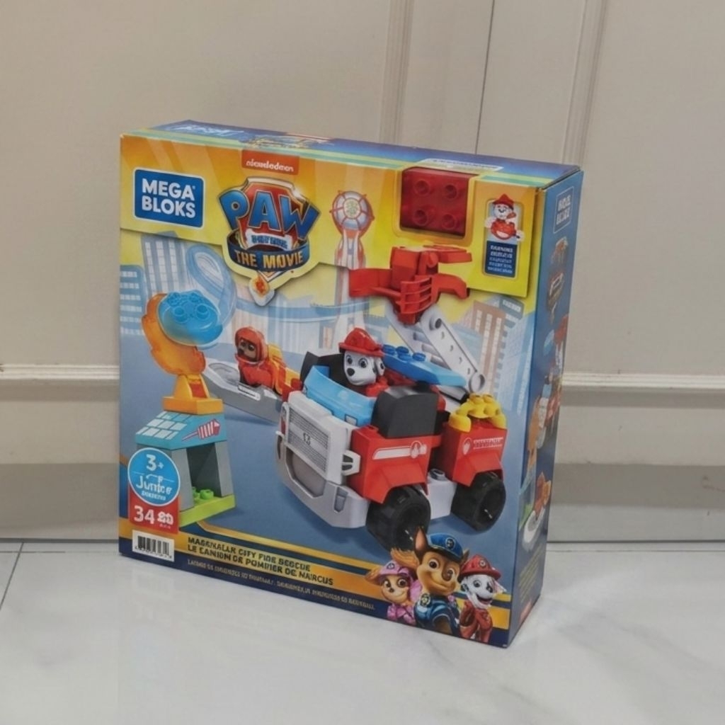 Mega Bloks Paw Patrol Marshall's City Fire Rescue 34 Unidades-Blocos De Construção De Caminhão De Bombeiros Infantil