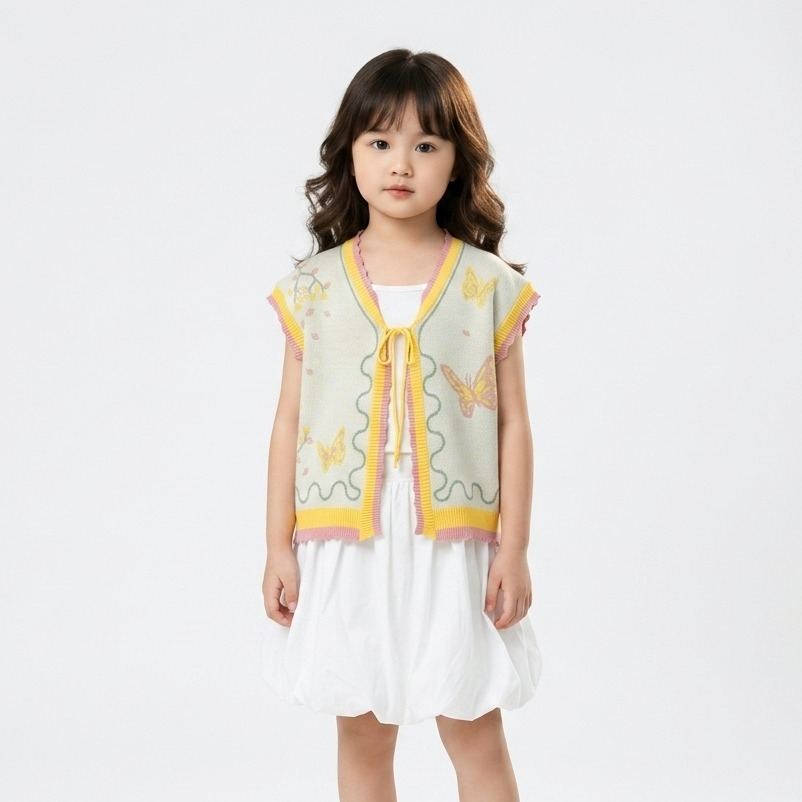 Tokomilkan – Tops Mariposa Para Meninas De 2 A 8 Anos | Últimas Roupas Femininas Coletes Infantis Malha Premium