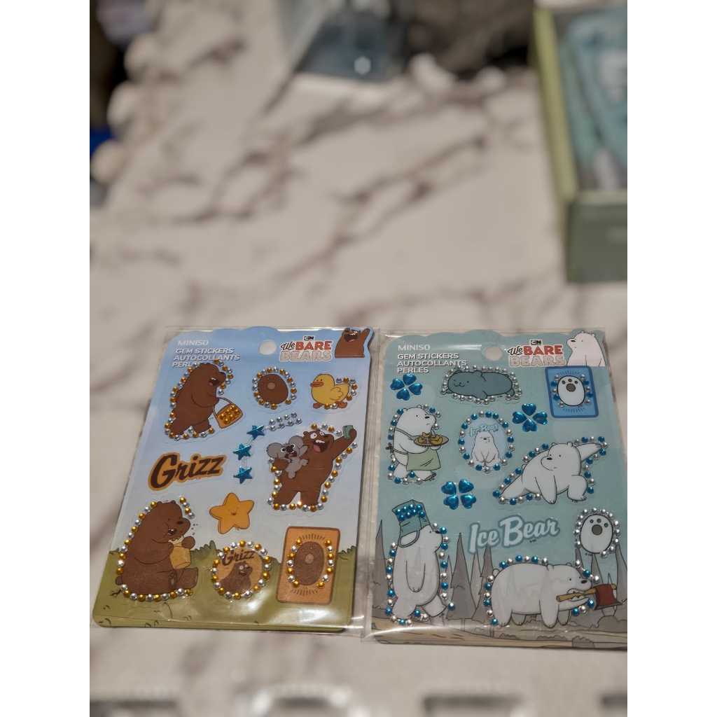 Adesivos HP Miniso We Bare Bears 5.0 Gem-Crystal Pet Ou Strip Brilhantes Telefones Celulares/Livros/Acessórios Deco