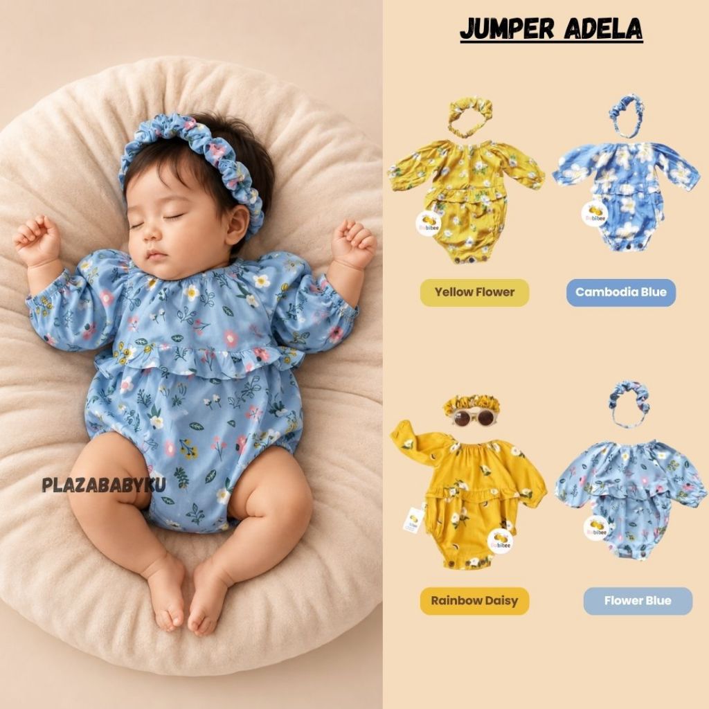 6.6 plazababyku ADELA Lindo Macacão floral Para Bebê + Faixa De Cabeça Grátis PART2 BUBIBEE