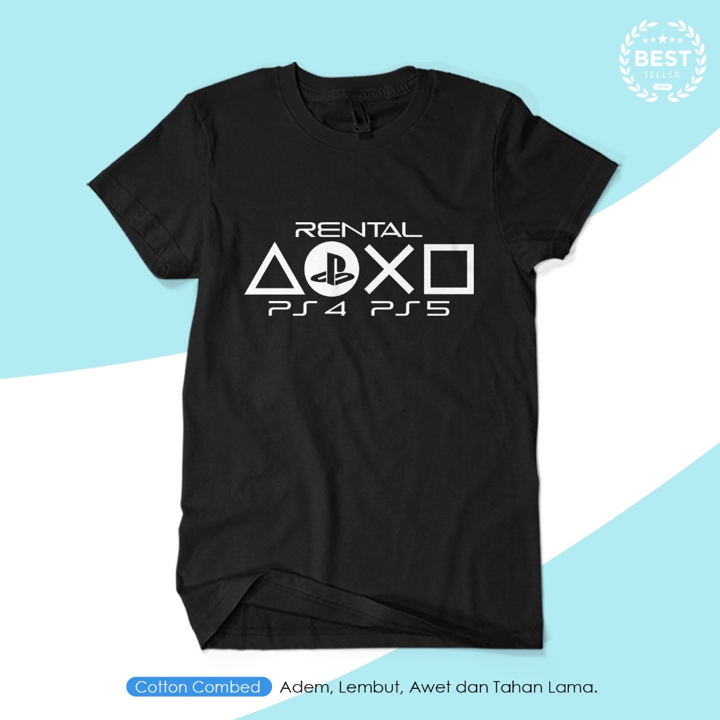 AOXO PS4 PS5 Gaming Playstation Camiseta Distro Algodão Penteado 30s Gráfica KAOS KAGE