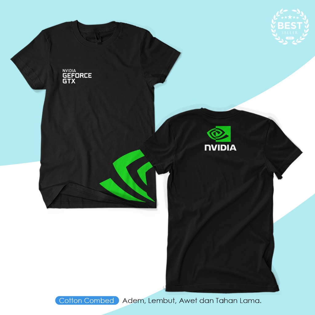 Camiseta Distro Kaos NVIDIA Geforce GTX Gaming Algodão Penteado 30s Gráfica Legal/Camisa/Masculina Oversize Feminina/Kag