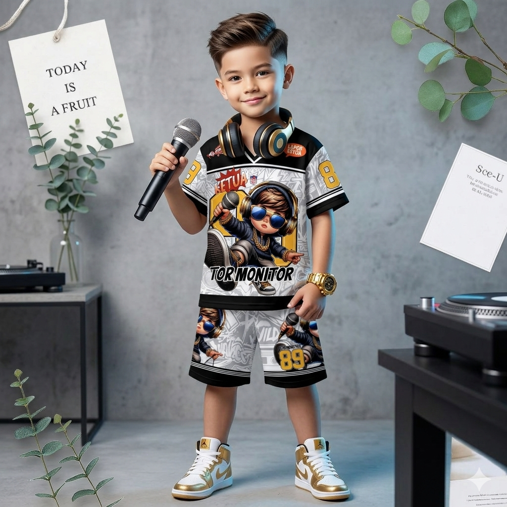 Ternos Infantis Unisexos Para Meninos E Meninas Mangas Curtas Roupas AGED 1-10 Anos TOR MONITOR JERSEY MATERIAL