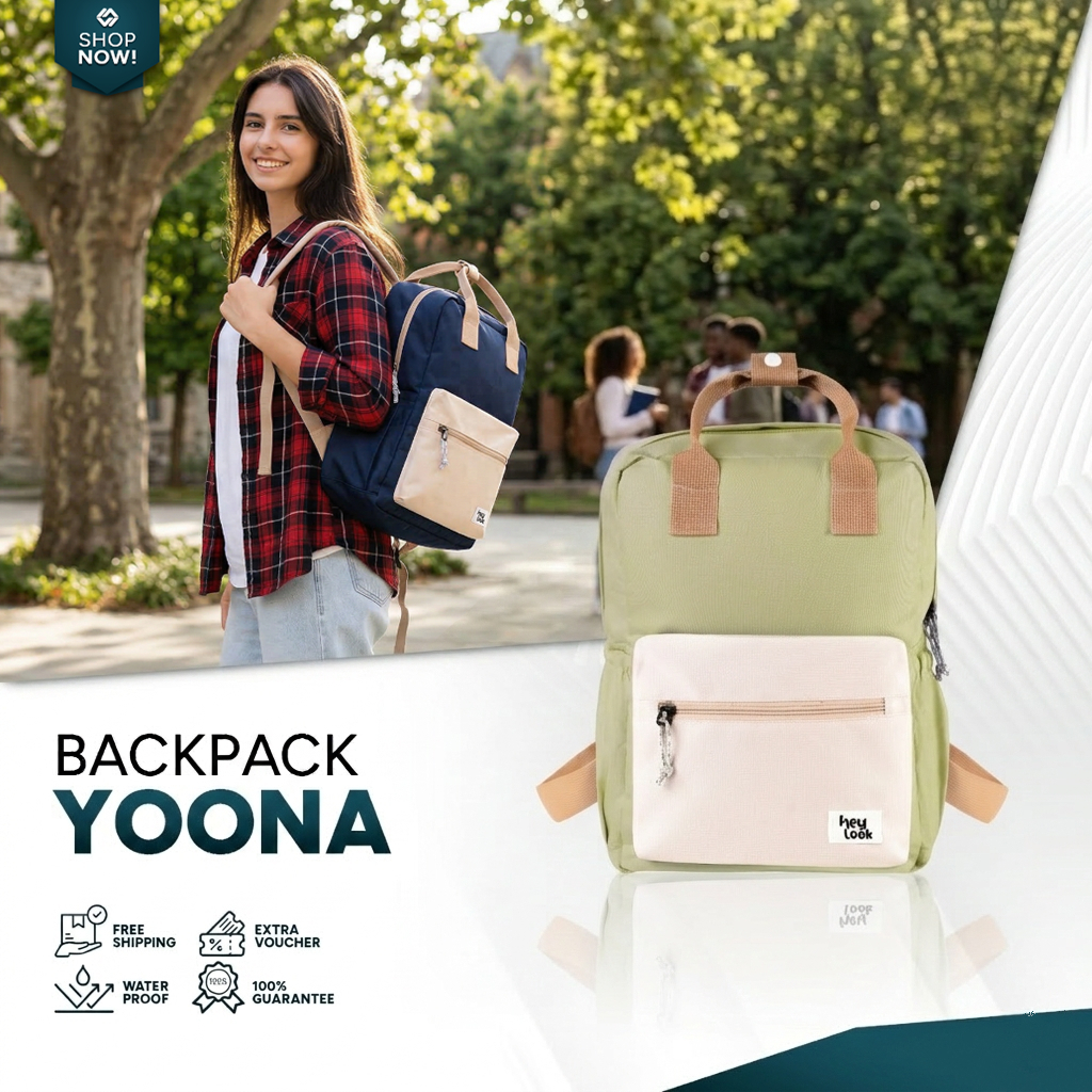 HEYLOOK-(Pacote De Poupança Sênior) YOONA Mochila Feminina Para Meninas Bolsa Escolar Universitária Laptop 13 " Mais Rec