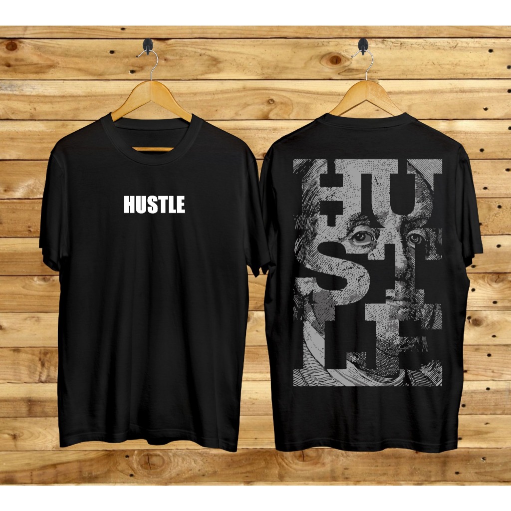 Camiseta Unissex KATUN Com Motivo Preto HUSTLE , Distro Masculino Mais Recente , Algodão Penteado Macio , Confortável De