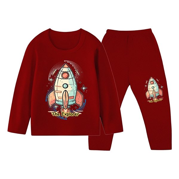 Conjunto De Pijamas Infantis Confortáveis E Duráveis Para Nave Espacial 1-10 Anos 707