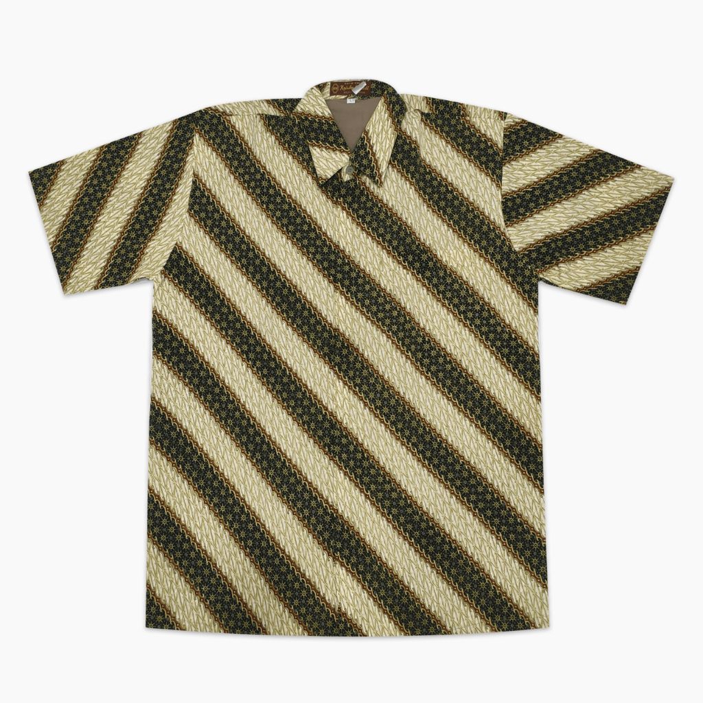 KEMEJA HIJAU DE119 Camisa batik Masculina , Mangas Curtas , material Do Bobby , Tamanho L , Forro , Verde Claro E Preto