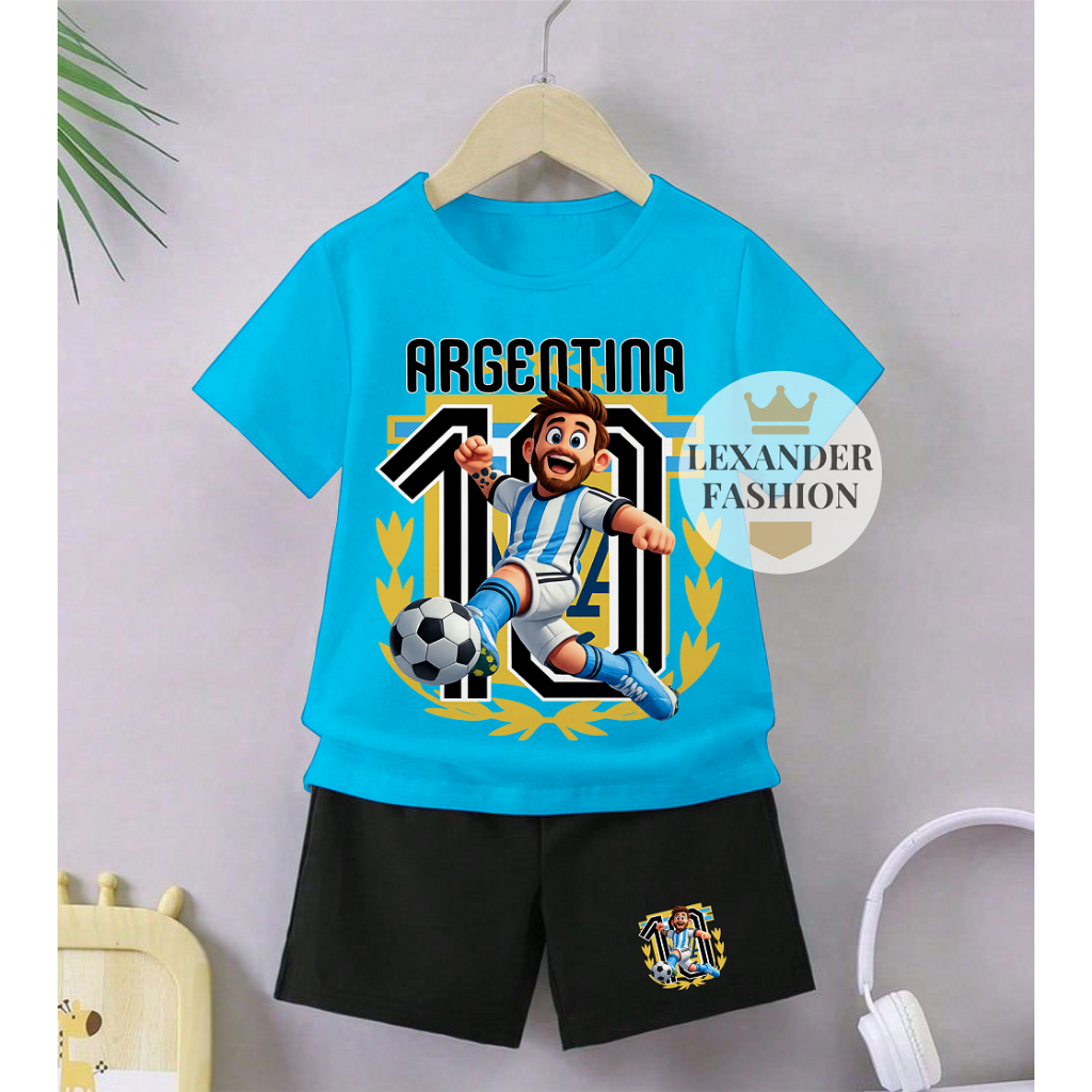Conjunto De Calças Pretas Infantis Lexander Fashion Para Meninas E Meninos Tema Da Copa Do Mundo Completo Argentina Lion